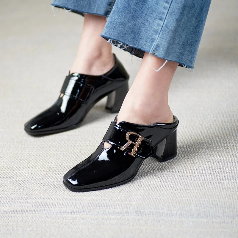 

ZVQ Brand High Quality Leather Shoes Autumn Spring Fashion Office Work Shoes Diamond Crystal Decoration High Heels women's Shoes