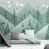 photo wallpaper 3d cute cartoon geometric mountain forest balloon mural childrens bedroom background wall painting 3d frescoes