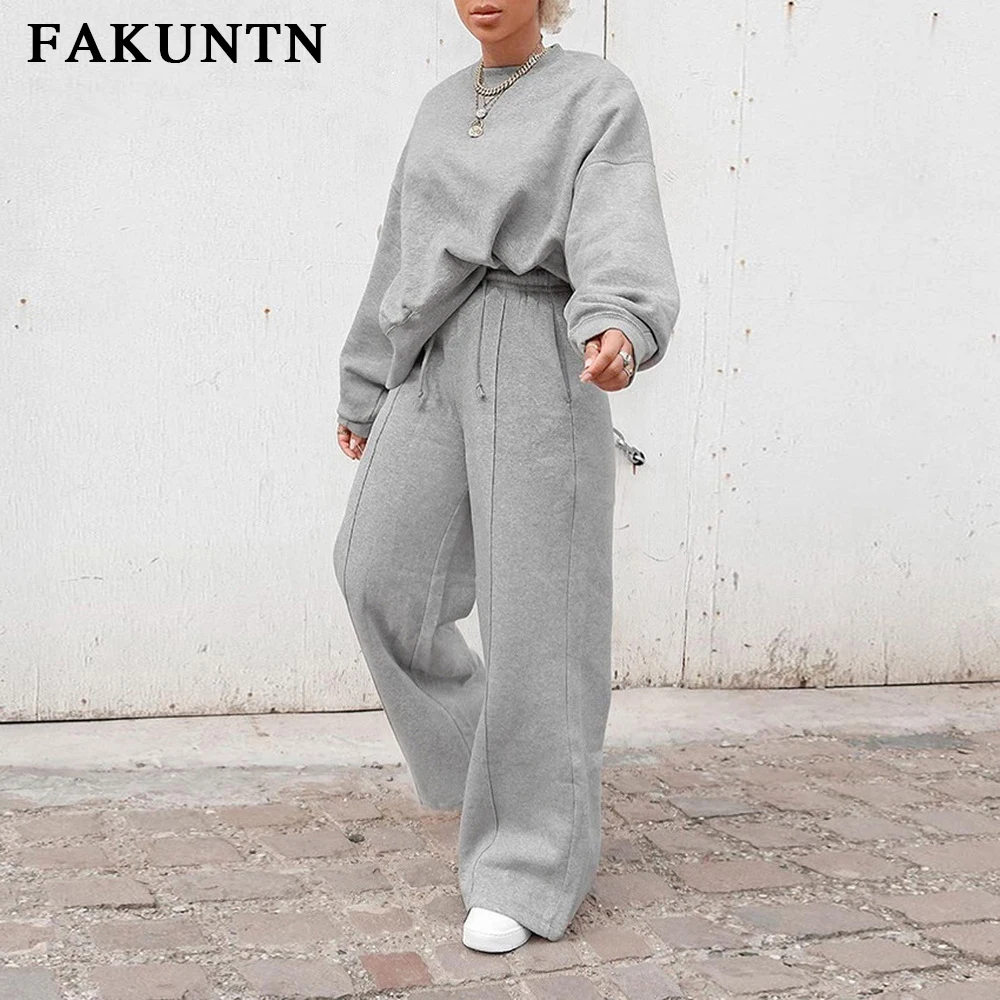 저렴한 FAKUNTN 여성 겨울 투피스 세트 2021 패션 운동복 O 넥 운동복 바지 라운지웨어 투피스 세트 여성 의류, 겨울 의류 저렴한 FAKUNTN 여성 겨울 투피스 세트 2021 패션 운동복 O 넥 운동복 바지 라운지웨어 투피스 세트 여성 의류, 겨울 의류