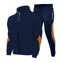 2021 spring autumn logo custom hooded sports suit mens brand design high end baseball uniform zipper male two piece suit 3xl