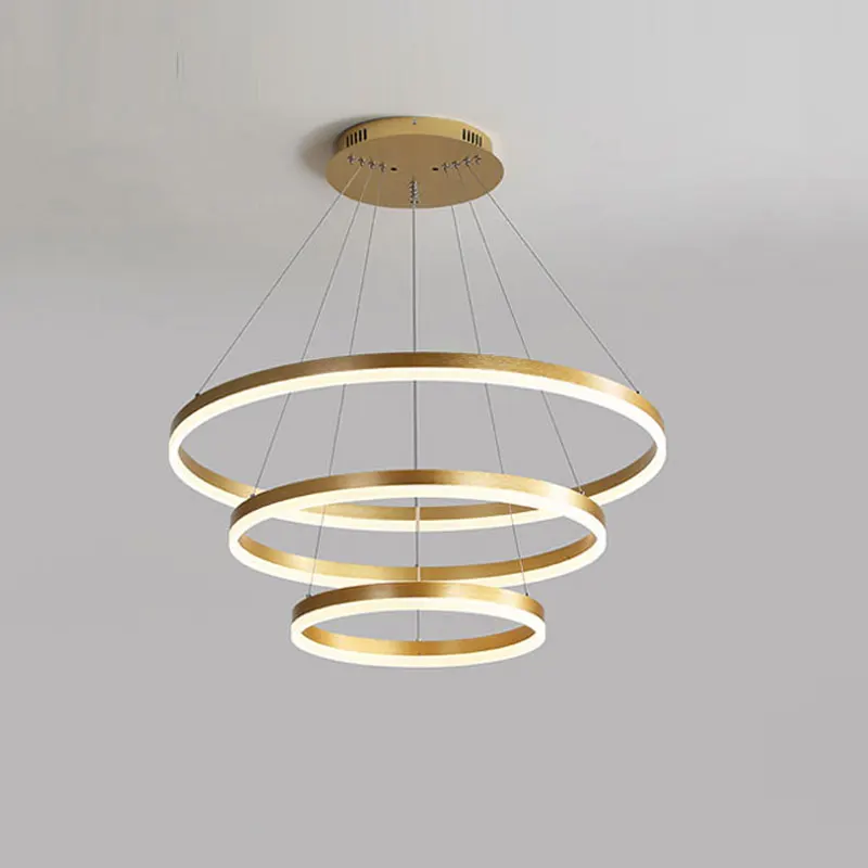 

Modern LED Pendant light For Living Room Dining Room Hanging Lamp Gold&Black Rings Chandelier Lighting Fixtures