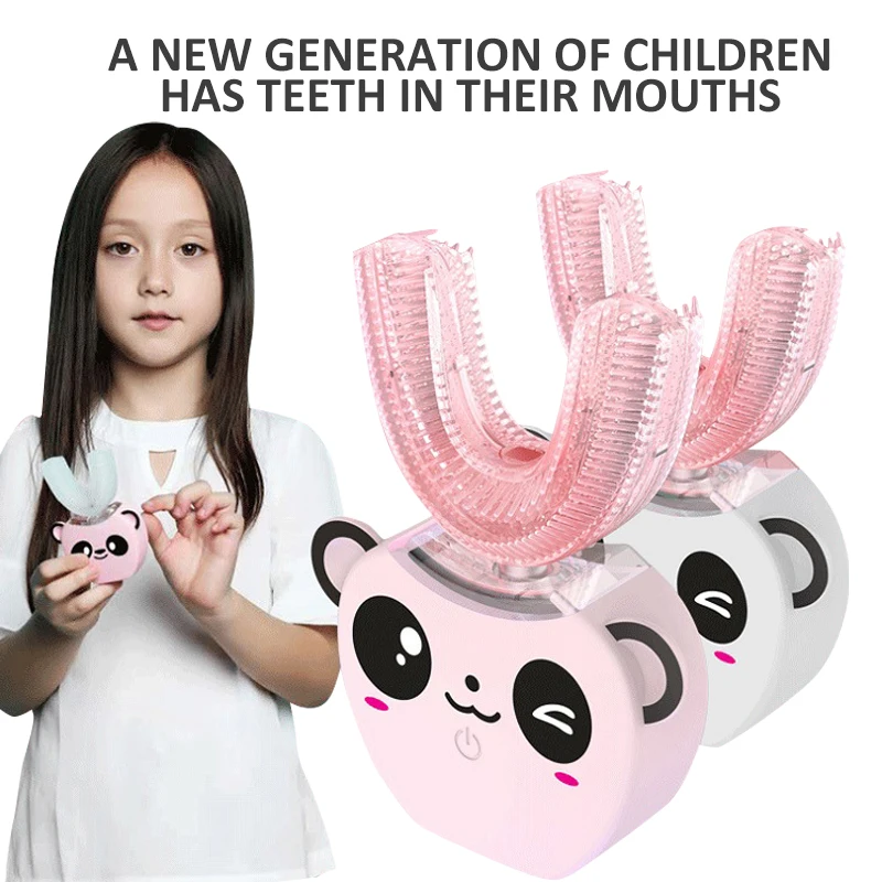 Детская электрическая зубная щетка U типа мультяшная детская Автоматическая