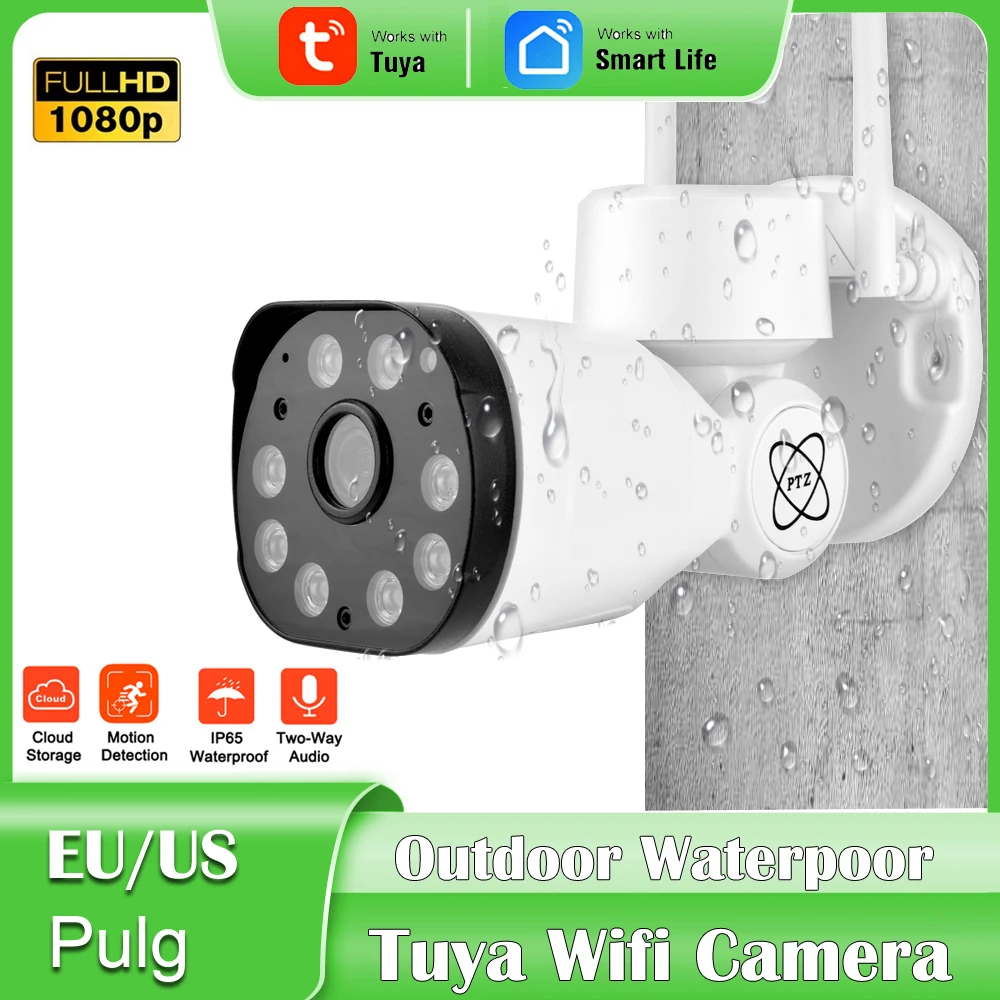 

2MP Tuya Smartlife WiFi PIZ Camera 1080P HD Outdoor waterproof Wireless IP Camera Color Night Vision AI Motion Detection Alarm