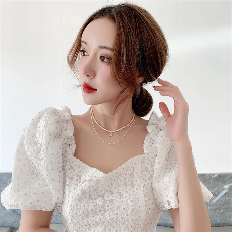 

High-Quality Real Gold-Plated Natural Pearl Necklace Lady Fashion Trend Simple Retro Chokers All-Match Party Jewelry For Girl