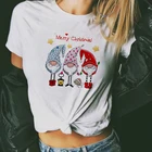 Футболка женская мода с Рождеством Христовым Harajuku с коротким рукавом милый Санта-Клаус с оленями белые футболки топы одежда женская футболка