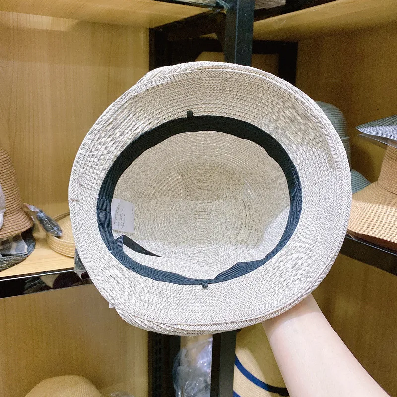 

202103-2509264 new summer plaid bowknot Paper fiber grass leisure lady sun cap women leisure hat