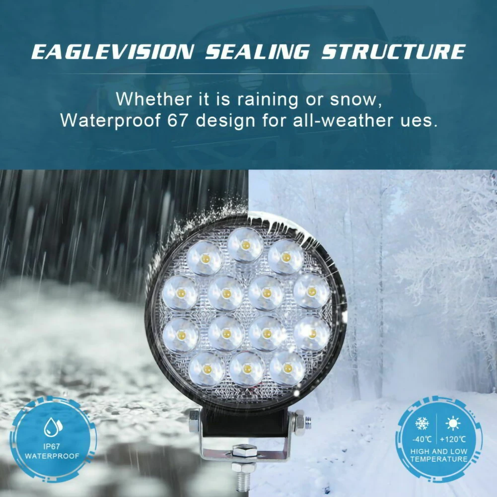 

2Pcs Round 140W LED Work Light Spot Lamp Offroad Truck Tractor Boat SUV UTE 12/24V