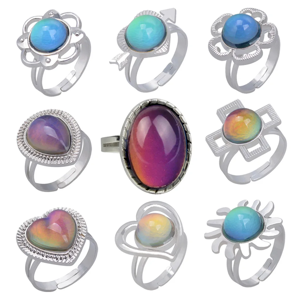 

Fashion Charm Opening Women's Color Changing Rings Vintage Gemstone Temperature Changing Color Rings for Friends, For Lovers