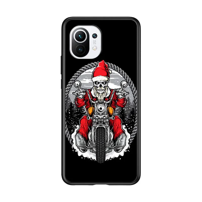 

Santa Claus Motorcycle for Xiaomi Mi 11 10T Note 10 Ultra 5G 9 9T SE 8 A3 A2 A1 6X Pro Play F1 Lite 5G Black Phone Case