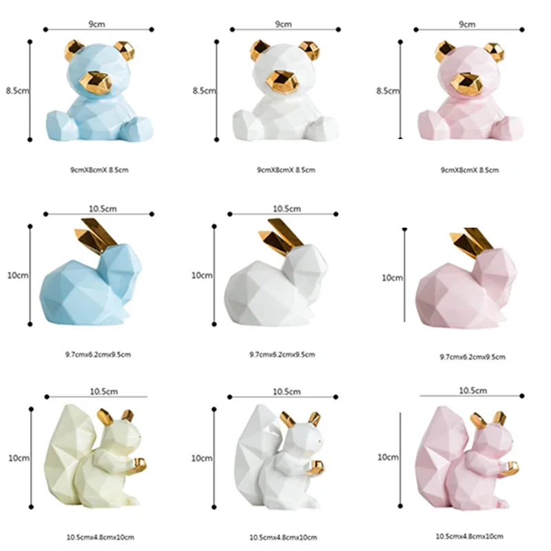 Медвежонок в форме животных позолоченные Керамические ремесла скандинавские