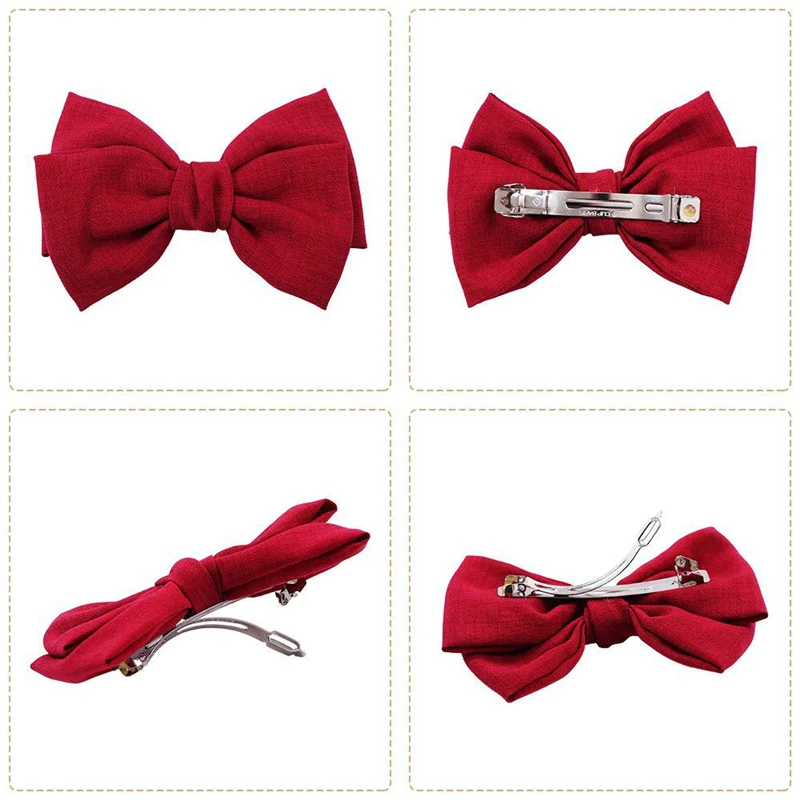 

1PC Cotton Linen Solid Color Bow Hair Clips Duckbill Clip Spring Clip Girls Women Cute Sweet Fashion Hair Accessories Headwear