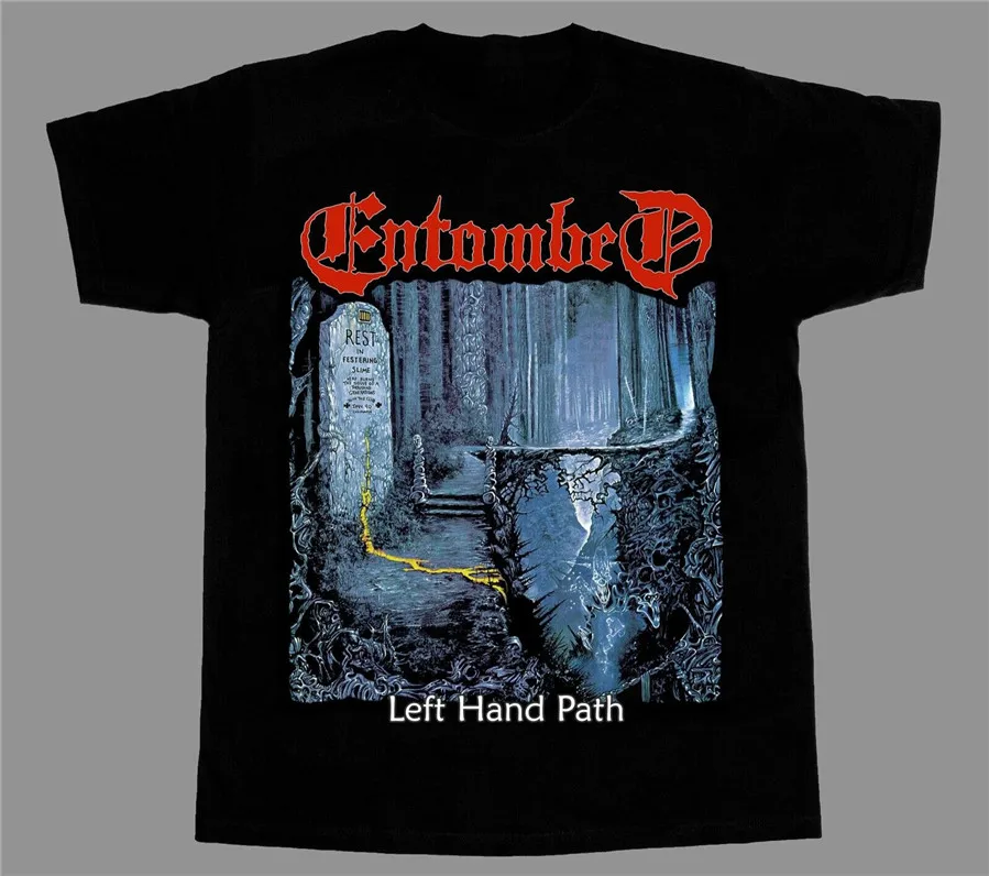 Футболка с надписью Entombed-Left Hand Path-Death Metal Thrash Slayer Carcass Venom бесплатная доставка