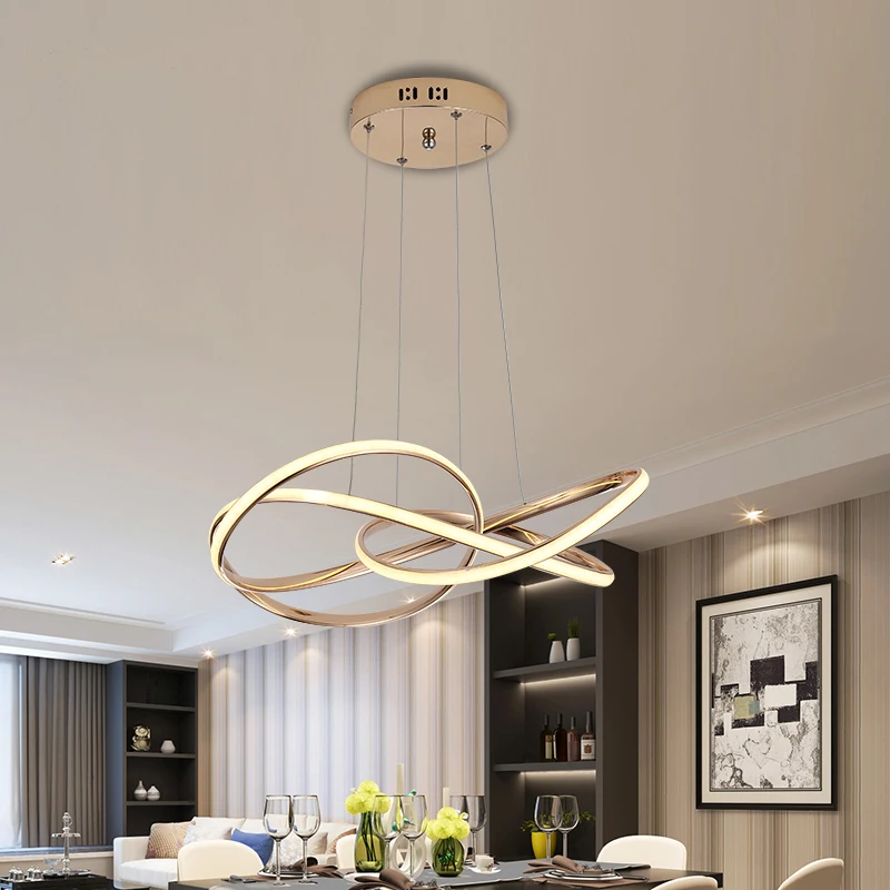 

Gold Gray Chrome Modern Led Chandelier Living Room Dining Room APP Control Hanging Indoor Lights Ceiling Chandelier Lamp decro