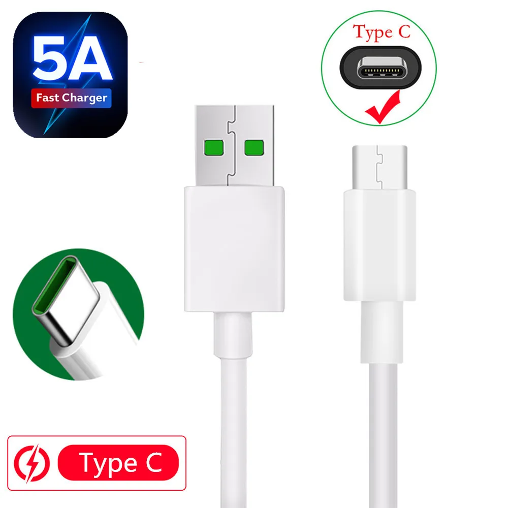 9V адаптер для быстрой зарядки 5A супер вспышка VOOC Type C зарядный кабель Huawei P40 Xiaomi POCO