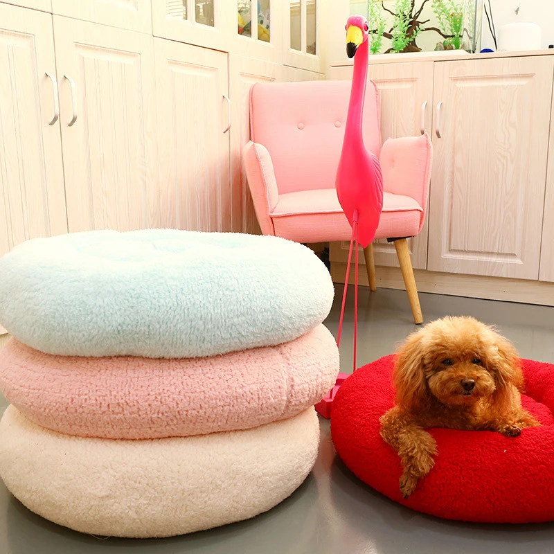 Круглая кровать для собак Jormel моющаяся длинная плюшевая и кошек очень мягкие