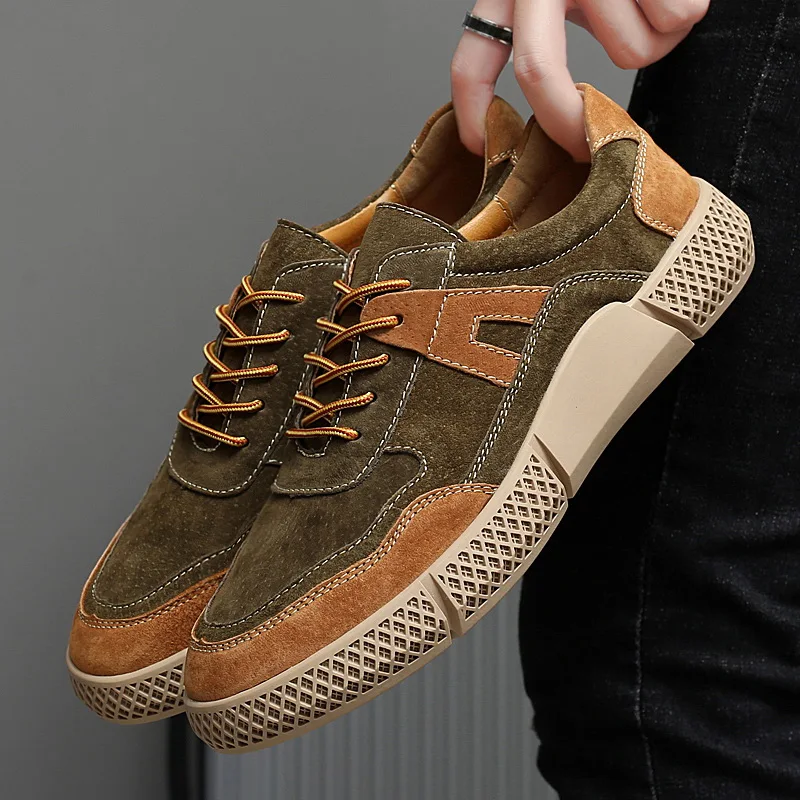 

Sports Casual Shoes Spring Casual Shoes Sneaker Sport Leather Men Men's Leisure Breathable For Man Flat Hot Sneakers Black
