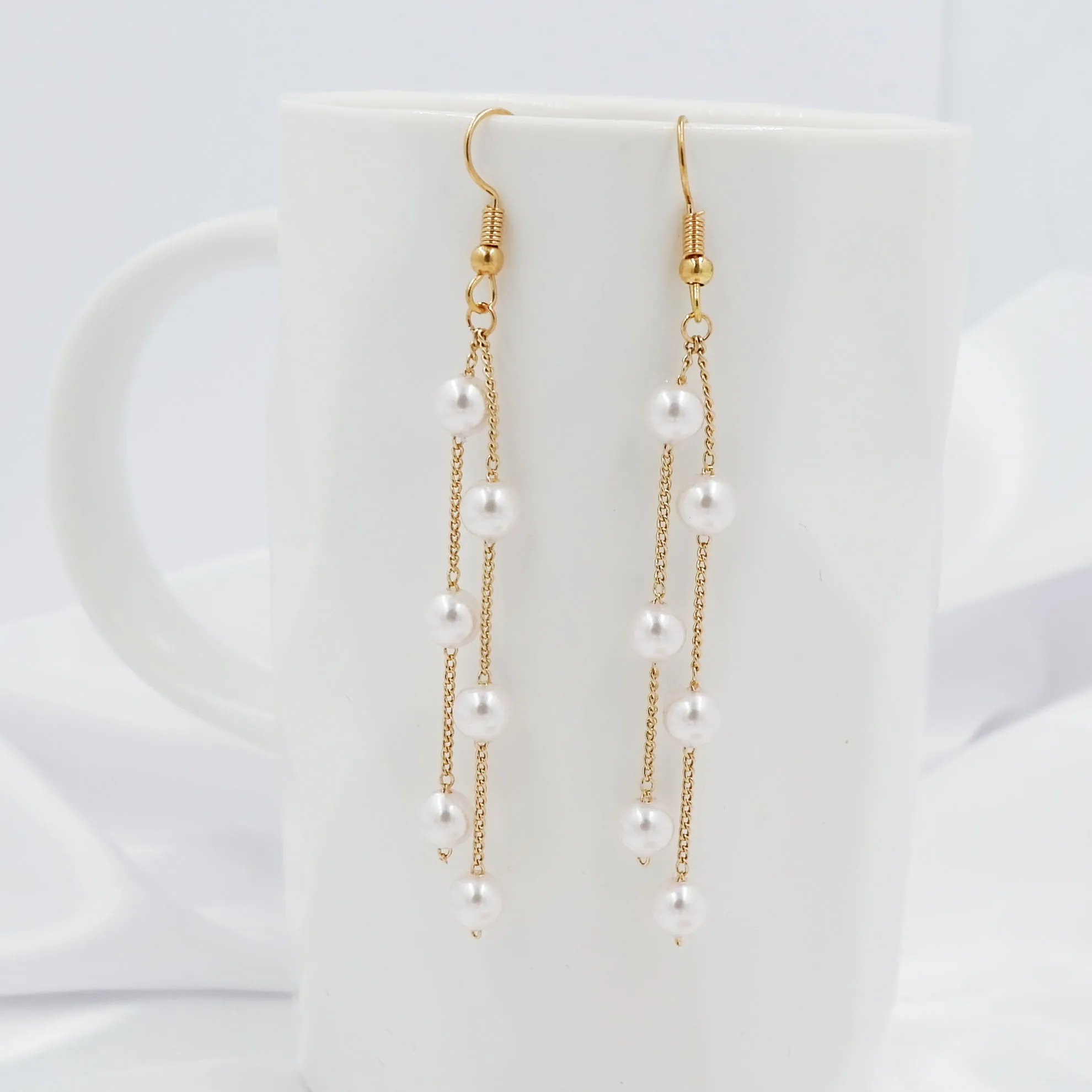 Колье и серьги женские с жемчужной цепочкой в Корейском стиле | Украшения