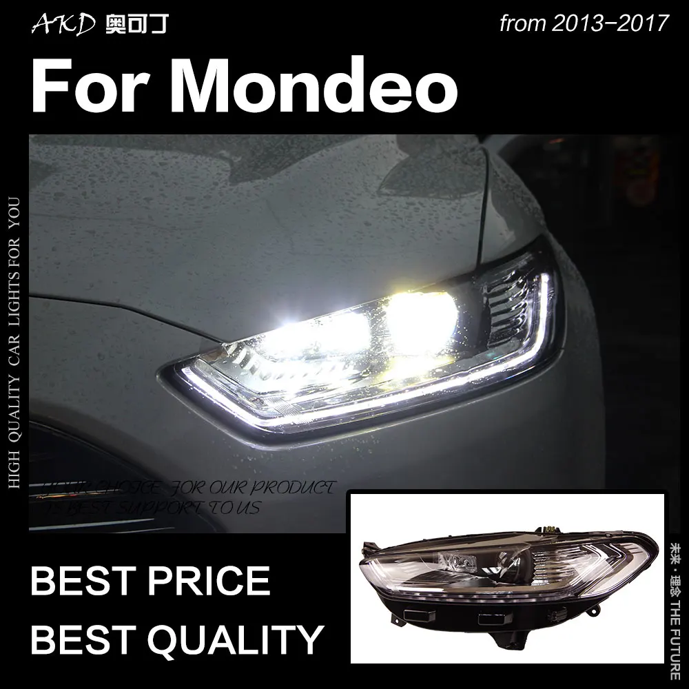 АКД стайлинга автомобилей для Ford Fusion фар 2013 2016 Mondeo светодиодный налобный фонарь H7
