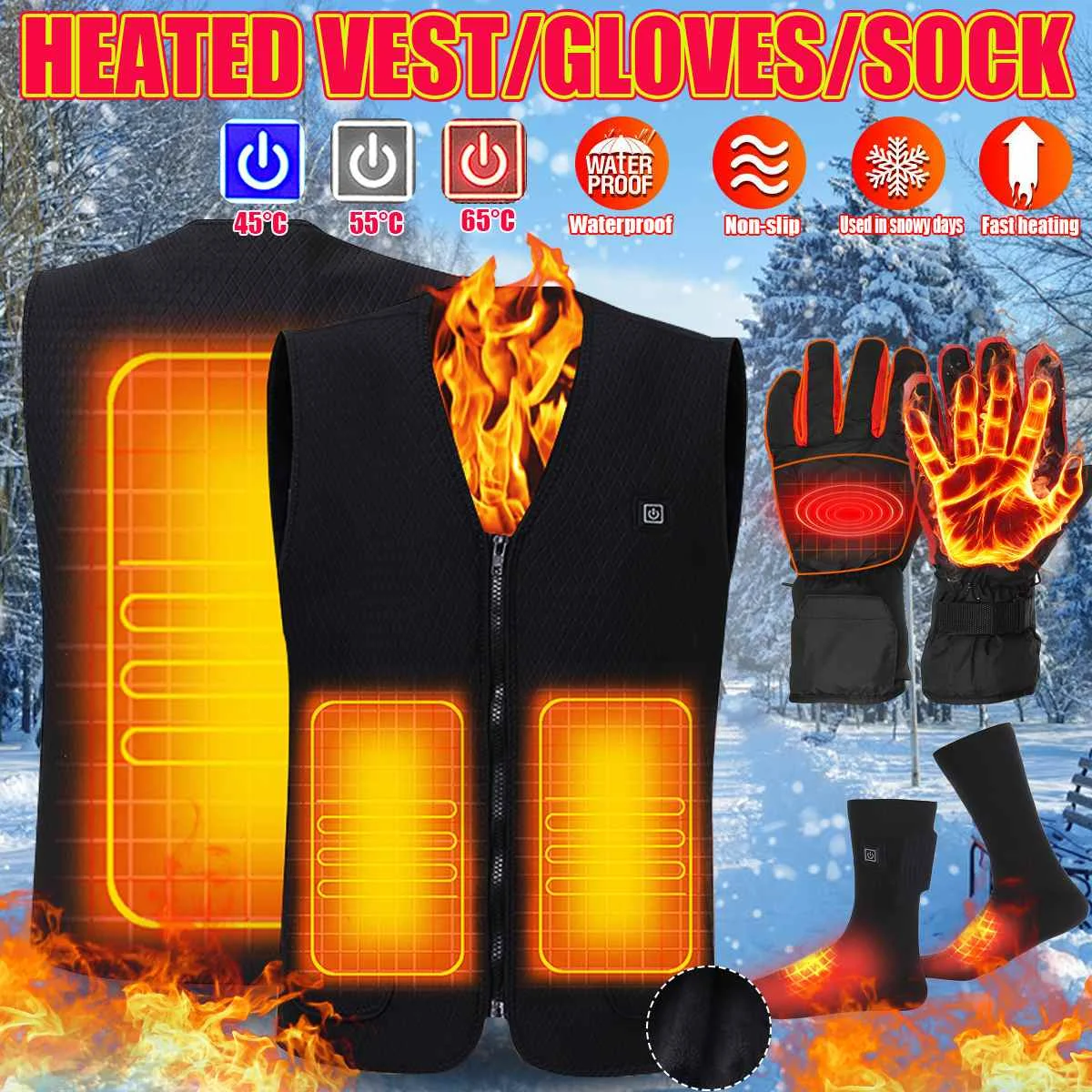 

6Heated Zones Electric Heated Vest Jackets Men Women Sportswear Heated Coat Graphene Heat Coat USB Heating Jacket For Camping
