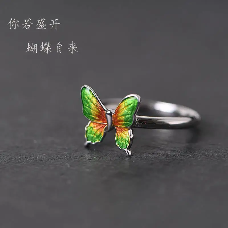Кольцо из эмали в китайском ретро-стиле эмалированное Открытое кольцо