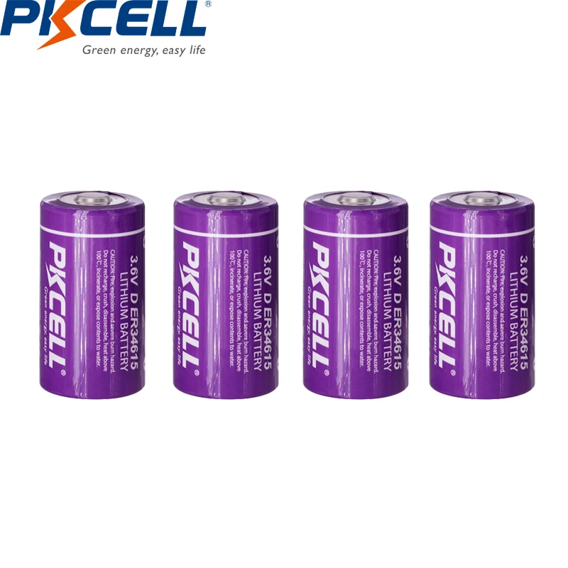 

4Pcs*PKCELL ER34615 3.6V 19000mAH D size Lithium Battery for water electricity meter type D intelligent instrument electric