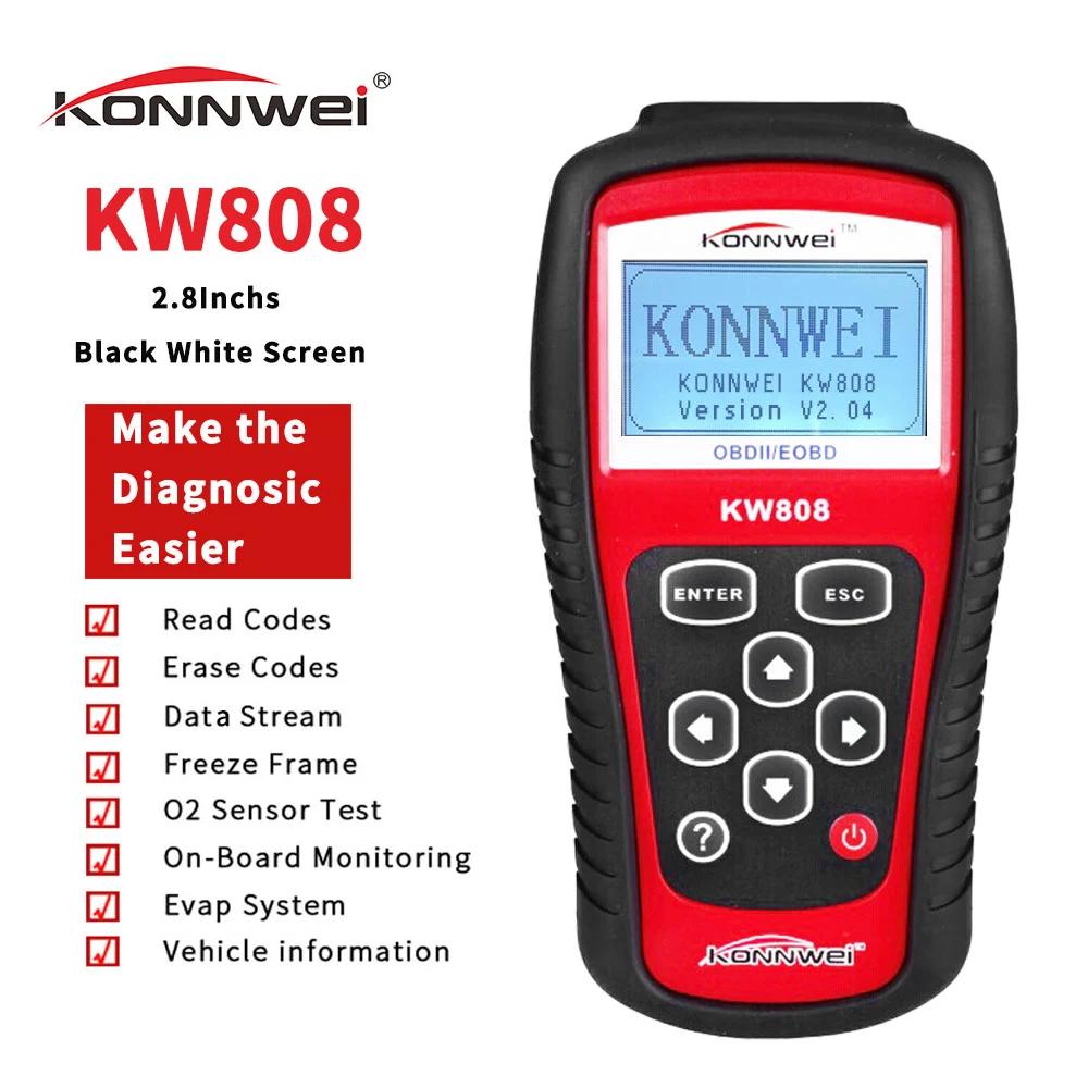 

KONNWEI KW808 Профессиональный OBDII / EOBD считыватель кодов автомобилей и автоматический сканер автомобильный детектор декодер диагностический ск...