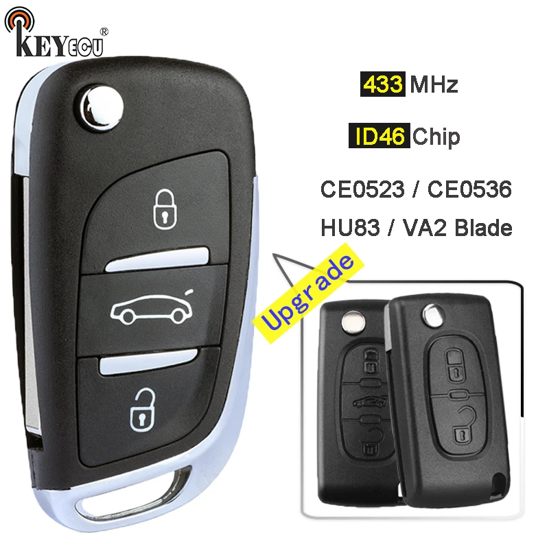 KEYECU 433 МГц ID46 чип CE0523 CE0536 CModel модифицированный раскладной дистанционный брелок 2 3