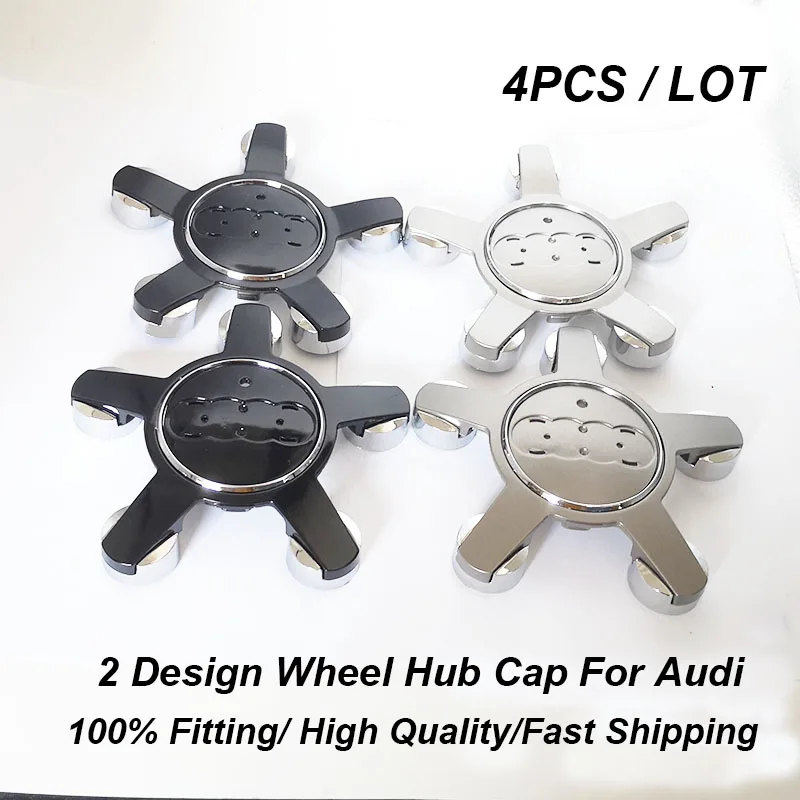 

4Pcs For A3 A4 A5 A6 A7 A8 Q5 R8 S4 S5 S6 TT 135MM 5Claw Grey Black Auto Car Wheel Center Hub Caps 4F0601165N 8R0601165