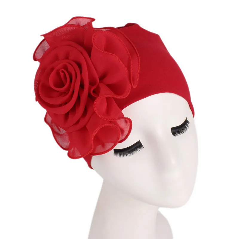 Helisopus – écharpe de tête à grande fleur pour femmes, chapeau élégant, extensible, accessoires pour cheveux, chimio, Turban, bandana, nouvelle collection 2021  (0)