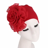 helisopus 2021 women new large flower stretch head scarf hat ladies elegant fashion hair accessories chemo hat turban bandanas