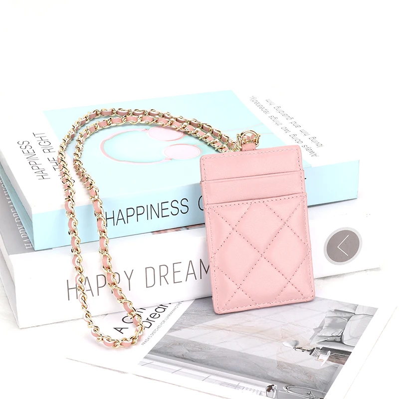 COMFORSKIN Luxurious 100%Sheepskin Winter Style Women Card Wallet 2022 New Arrivals Fashion Chain Thin Card Holders