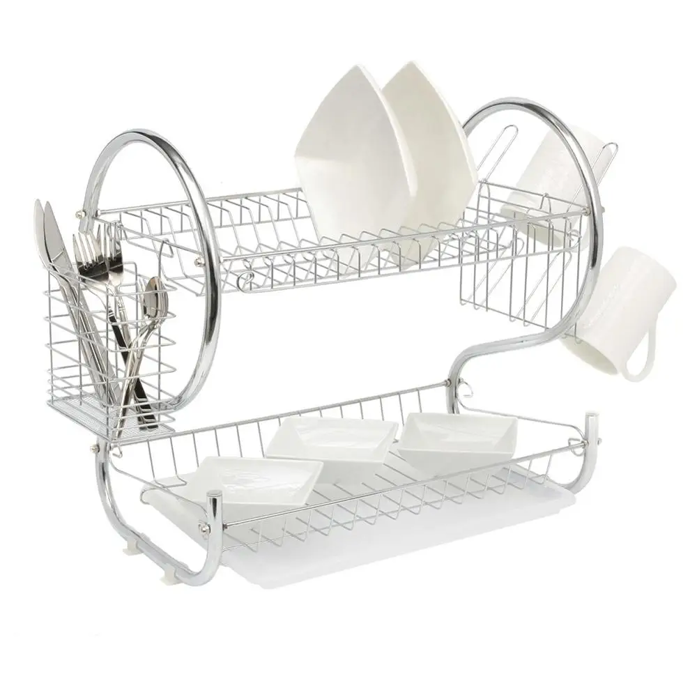 

Multifunctional Storage Dish Rack Chrome Dish Drainer Rack Kitchen Storage With Drainboard And Cutlery Cup Dish Rack