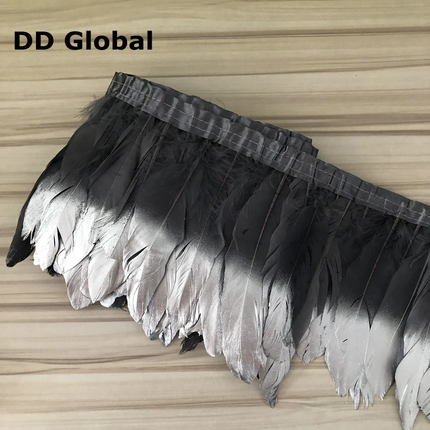 White goose feathers trim Silver 2 meters / lot stained ribbon 15~20 cm 6-8inch duck feather dance DIY decoration | Дом и сад