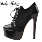 Onlymakerженские пикантные ботильоны на высоком каблуке и платформе; Туфли-лодочки для ночного клуба на шнуровке; Большие размеры; US5-15