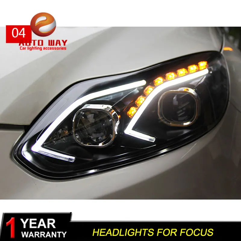 Чехол для стайлинга автомобиля Ford Focus 2012-2014 светодиодный DRL двойной луч HID