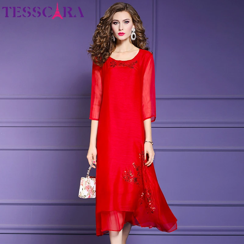 Женское элегантное мягкое шифоновое платье TESSCARA женское дизайнерское