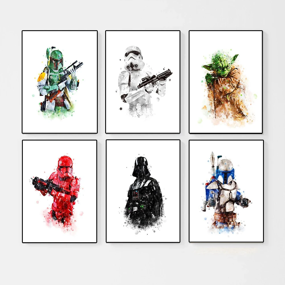 

Marvel Movie Star Wars Canvas Painting Yoda Das Verdesis Soldier Boba Jango Posters and Wall Art Prints Room Image Decoration