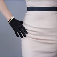 silk satin gloves 22cm short style elasticity mercerized satin black white sunscreen gloves female bride married wsg06