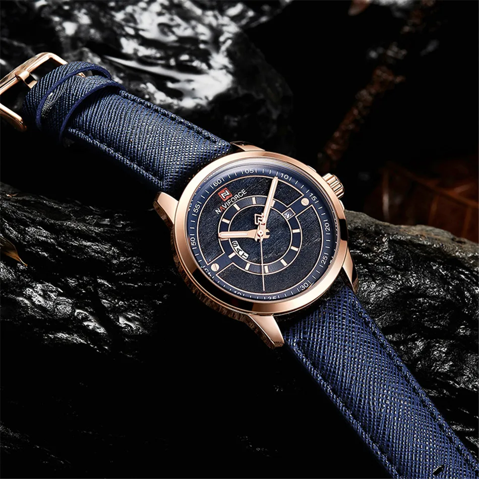 NAVIFORCE мужские спортивные часы модные деловые повседневные кожаные кварцевые |