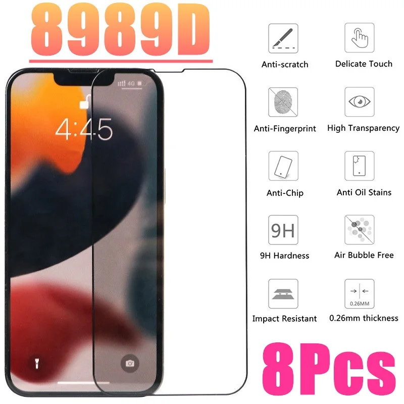 

8989D Full Cover Tempered Glass For iPhone 13 12 11 Pro MAX Mini X XS Max XR Screen Protector For iPhone 7 8 Plus SE 2020 Glass