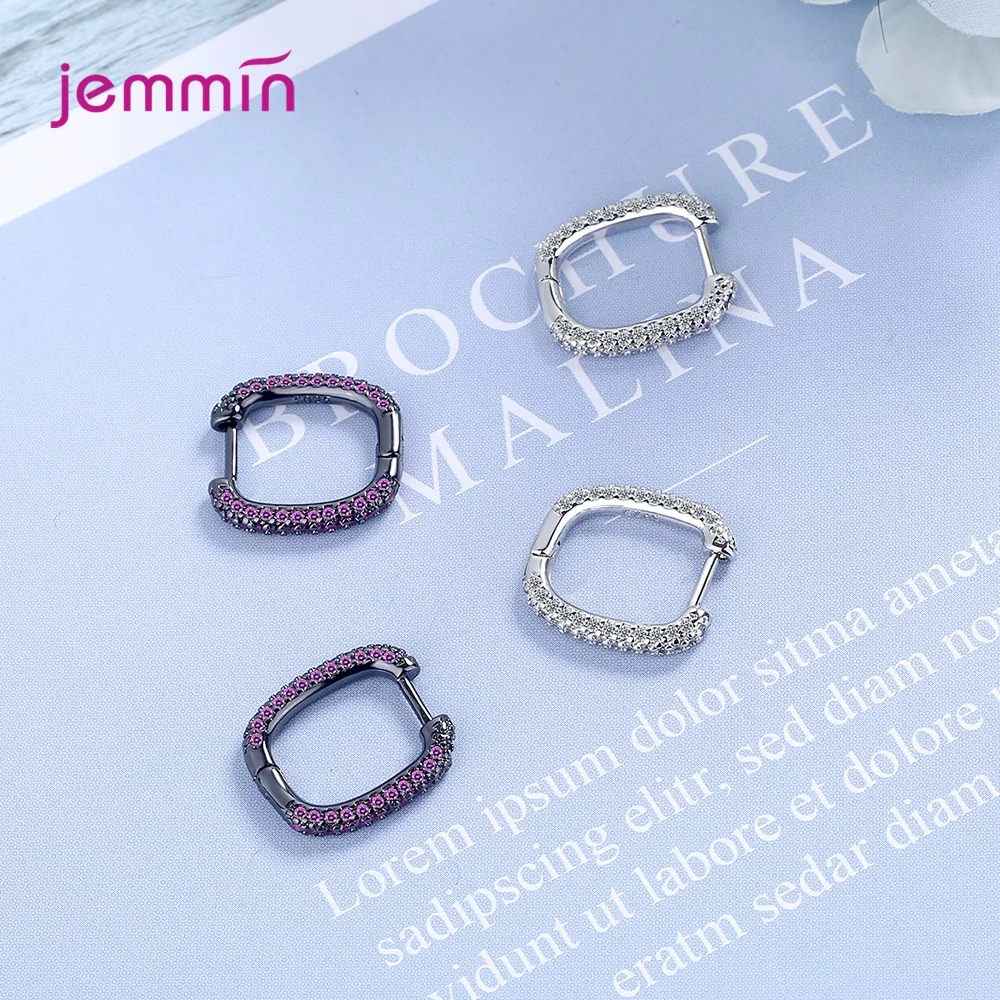 

925 Sterling Silver Korean New Trendy Black Platinum Hoop Earrings Temperament Simple Charm Elegant Jewelry Accessories