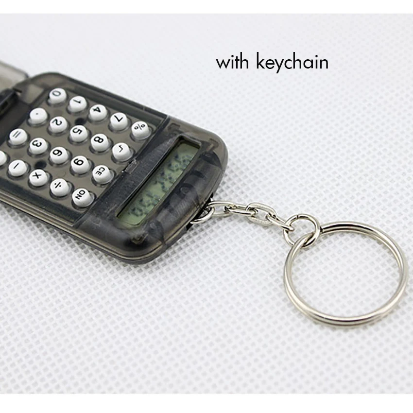 Мини калькулятор с брелоком чехол откидной крышкой портативный школьный