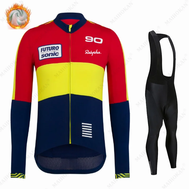 

2021 Raphaful Triathlon Winter Thermal Fleece Men Long Sleeve Cycling Clothing MTB Ropa Ciclismo Bike Clothes Cycling Bib Pants