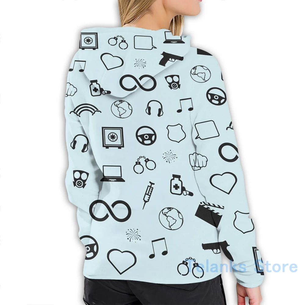 Женская повседневная черная толстовка с капюшоном и принтом | Мужская одежда