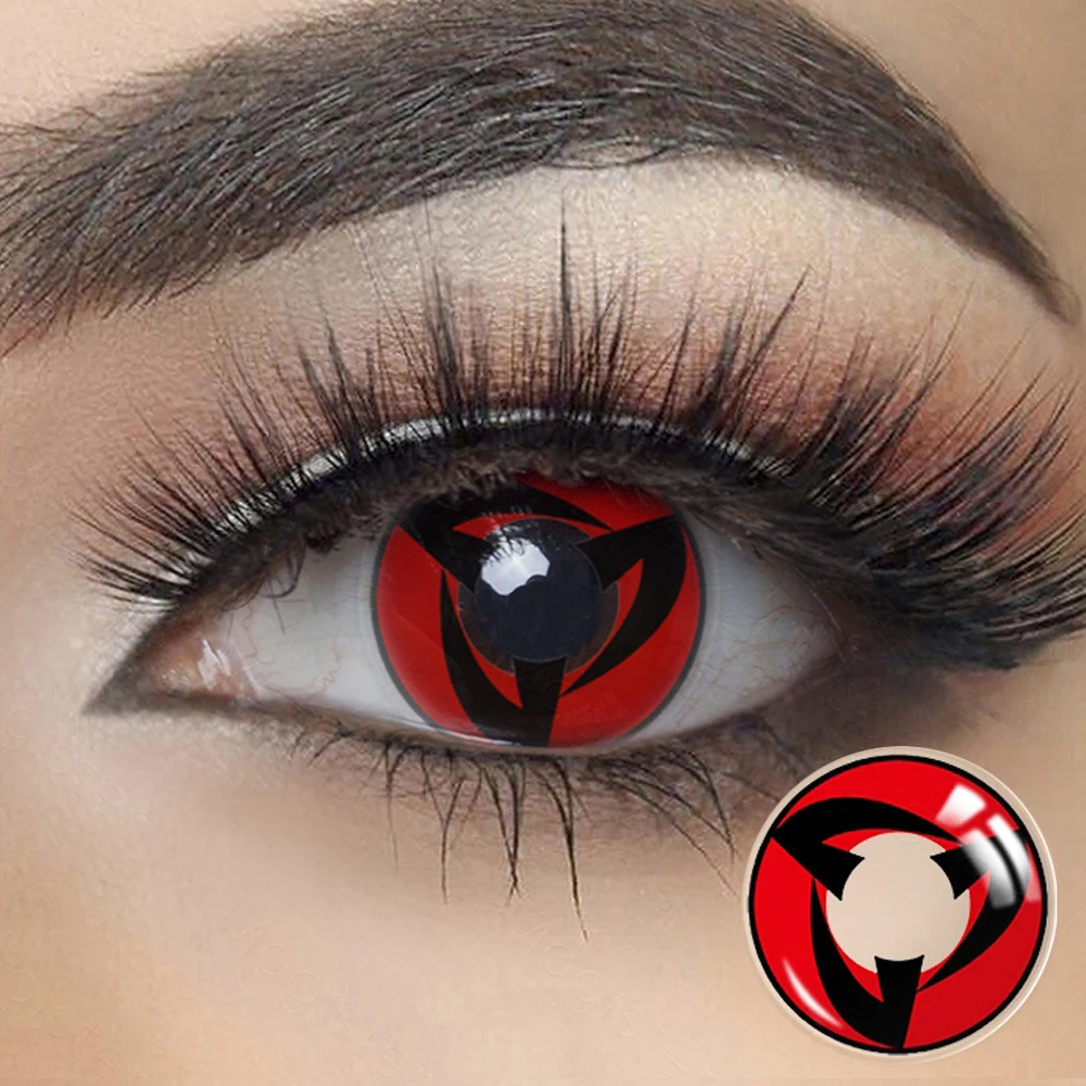 Red Lenses Anime Cosplay Contact Colored for Eyes Color 2Pcs Halloween Year Sharingan | Красота и здоровье