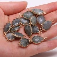 1pcs natural stone charm flash labradorite pendant double hole connector for necklace earring accessories or jewelry making gift