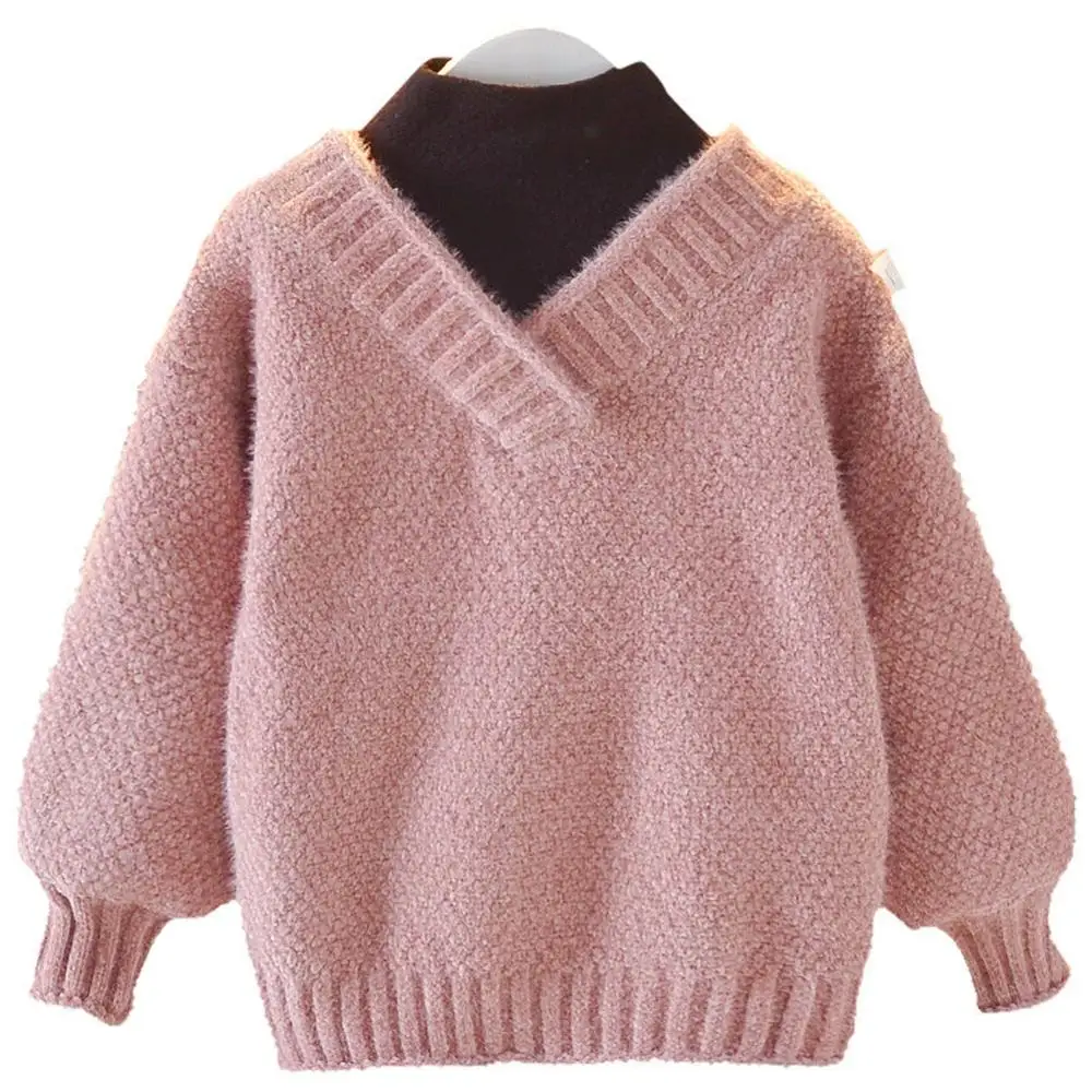 

Girls Thick Fake Two Sweaters Baby Toddler Girl Winter Clothes Turtleneck Korean Style Knitted Sweaters for Teenage Girls 8 12 6