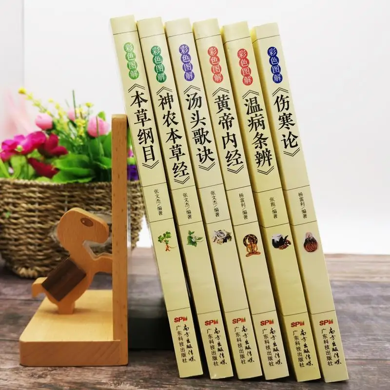 Color Illustrated 6 Volumes (Compendium of Materia Medica + Huangdi Neijing) Encyclopedia of Chinese Medicine Books enlarge