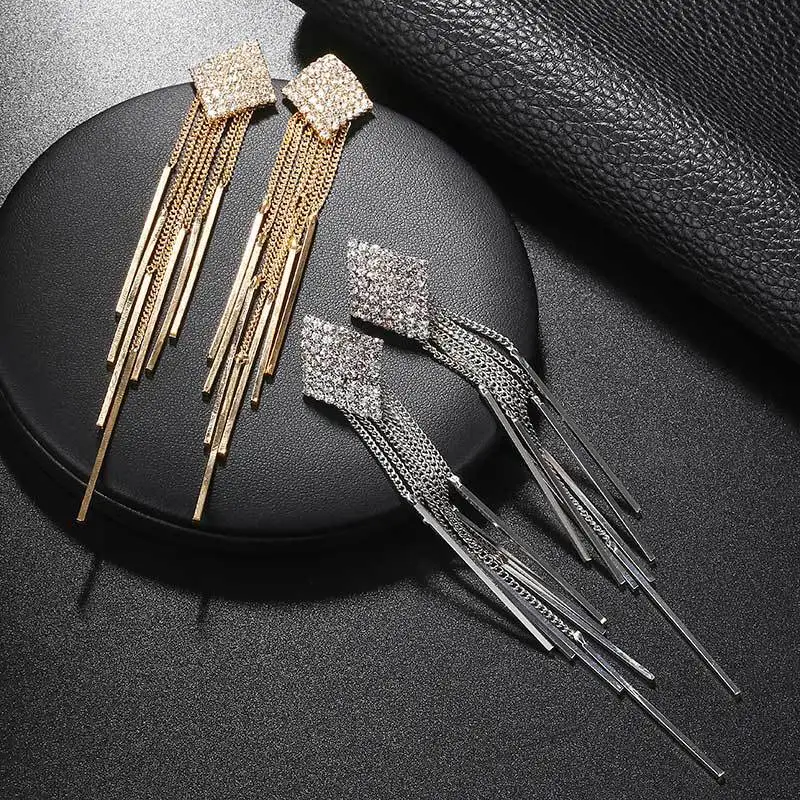 2019 корейский Серебряный Золотой винтажный массивный Длинный кисточкой серьги