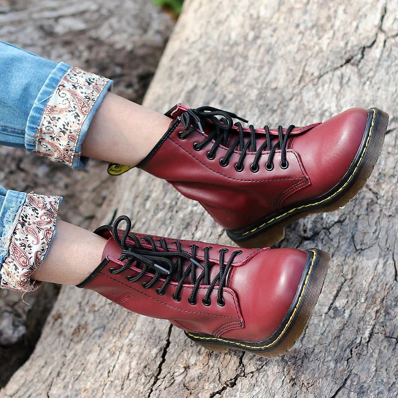 

2021 New Couple Shoes Lace-Up PU Women Shoes Sneakers Men Rubber Women Men Boots Leather Shoes Four Seasons Shoes